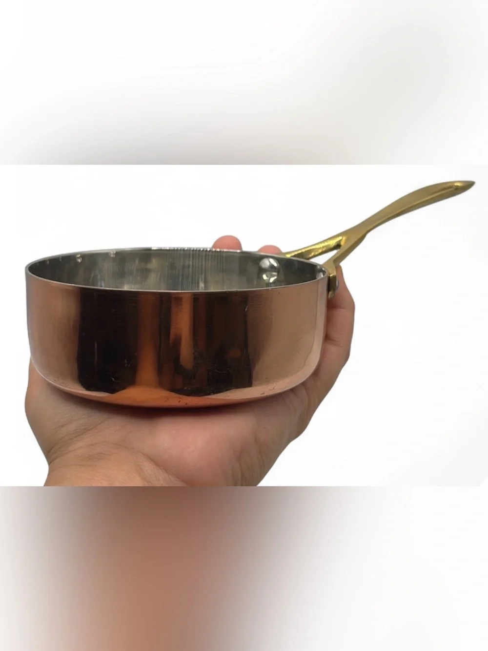 Mini Copper Sauté Pan with Brass Handle Cookware Kitchenware Farmhouse Cottage